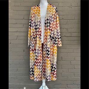 LuLa Roe Open Front Modern Patchwork Duster L